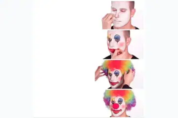 Clown Applying Makeup blank meme template