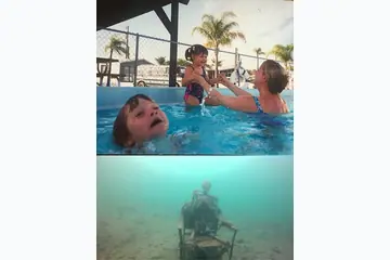 Mother Ignoring Kid in Pool blank meme template